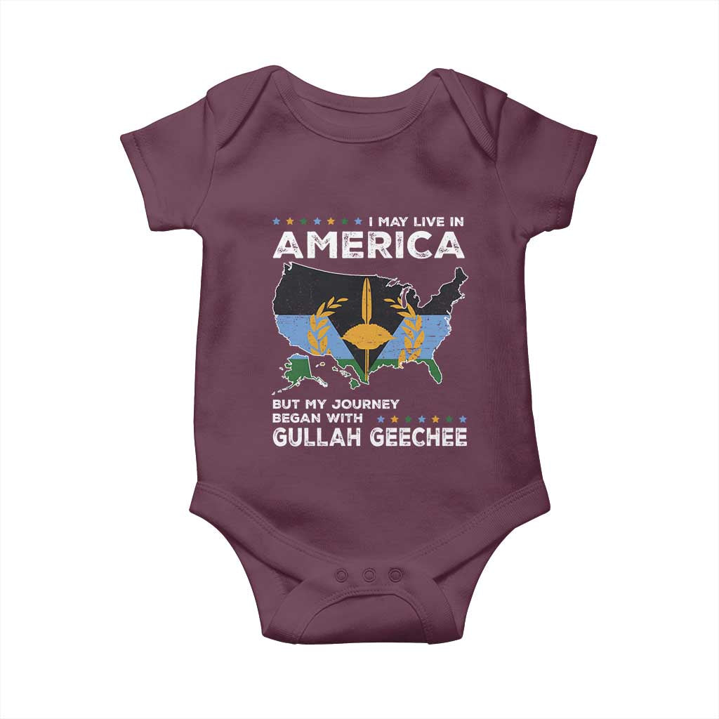 I May Live In America But My Journey Began With Gullah Geechee Baby Onesie Gullah Geechee Pride