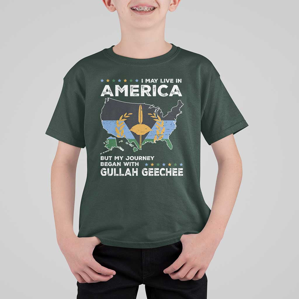 I May Live In America But My Journey Began With Gullah Geechee T Shirt For Kid Gullah Geechee Pride