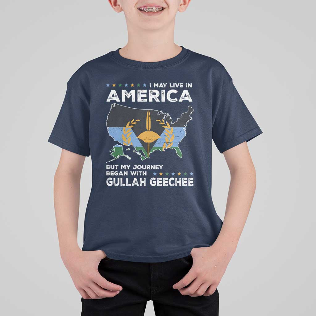 I May Live In America But My Journey Began With Gullah Geechee T Shirt For Kid Gullah Geechee Pride
