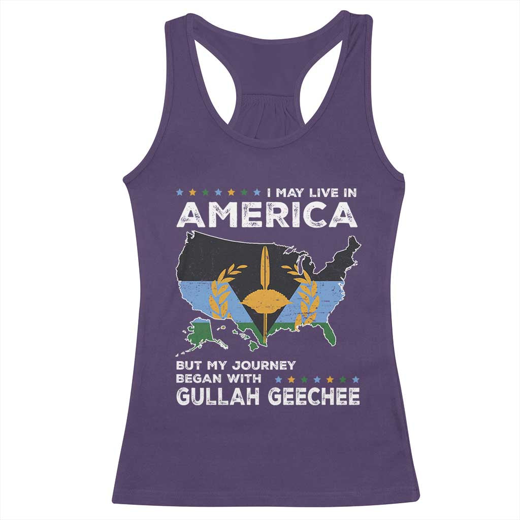 I May Live In America But My Journey Began With Gullah Geechee Racerback Tank Top Gullah Geechee Pride