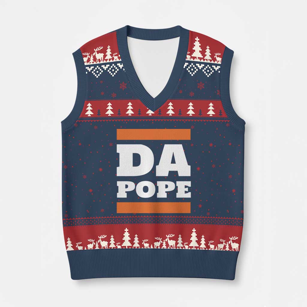 Funny Da Pope From America Chicago V-Neck Knit Sweater Vest - Wonder Print Shop