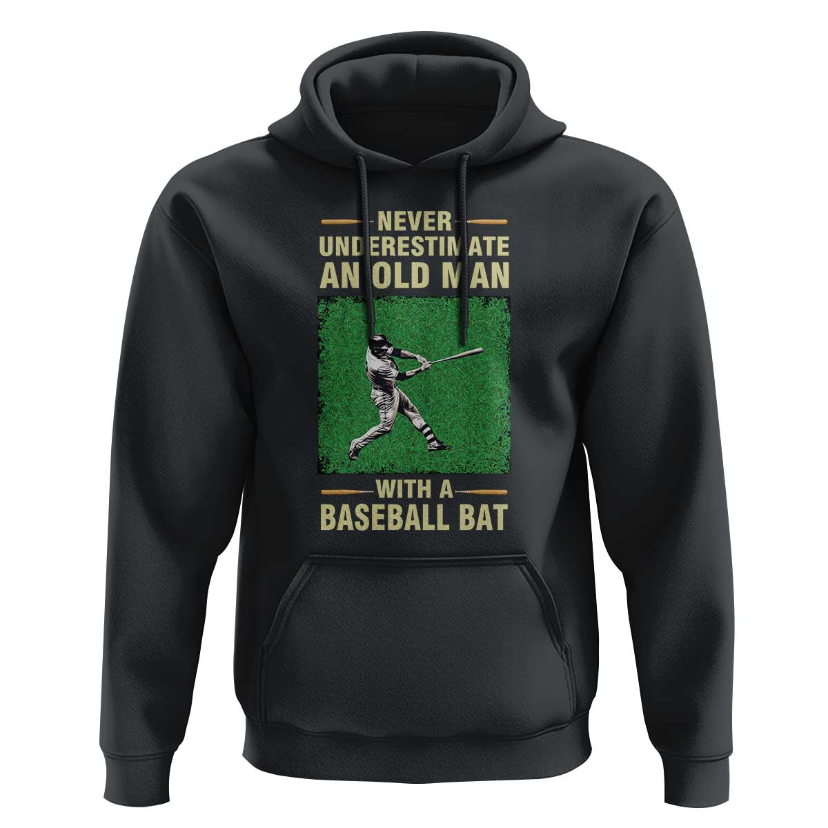 Funny Baseball Hoodie Never Underestimate An Old Man With A Baseball Bat - Wonder Print Shop