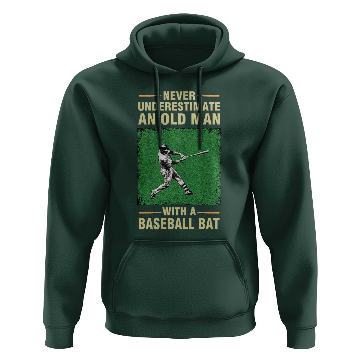 Funny Baseball Hoodie Never Underestimate An Old Man With A Baseball Bat - Wonder Print Shop
