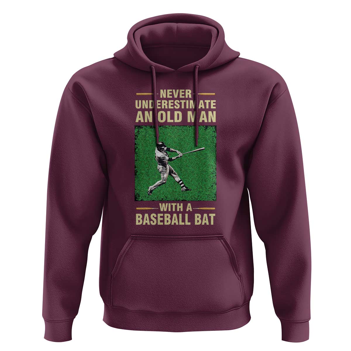 Funny Baseball Hoodie Never Underestimate An Old Man With A Baseball Bat - Wonder Print Shop