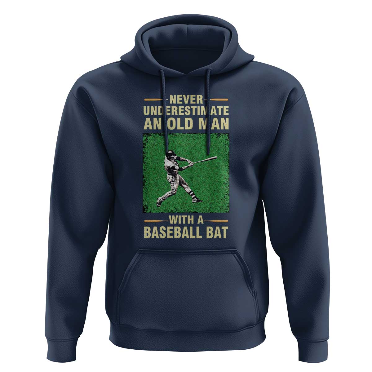 Funny Baseball Hoodie Never Underestimate An Old Man With A Baseball Bat - Wonder Print Shop