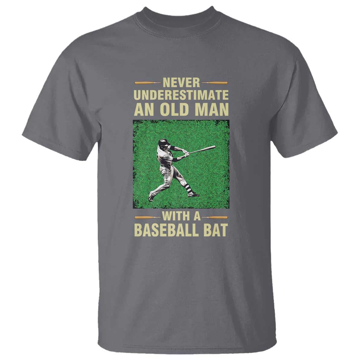 Funny Baseball T Shirt Never Underestimate An Old Man With A Baseball Bat - Wonder Print Shop