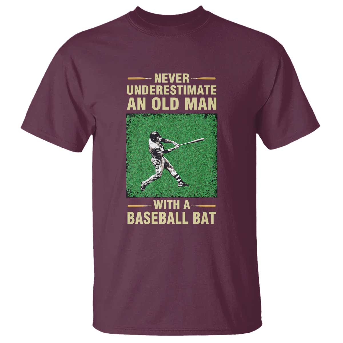 Funny Baseball T Shirt Never Underestimate An Old Man With A Baseball Bat - Wonder Print Shop