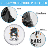Funny Camping Lover Spare Tire Cover Camp Hair Don't Care Messy Bun Camper