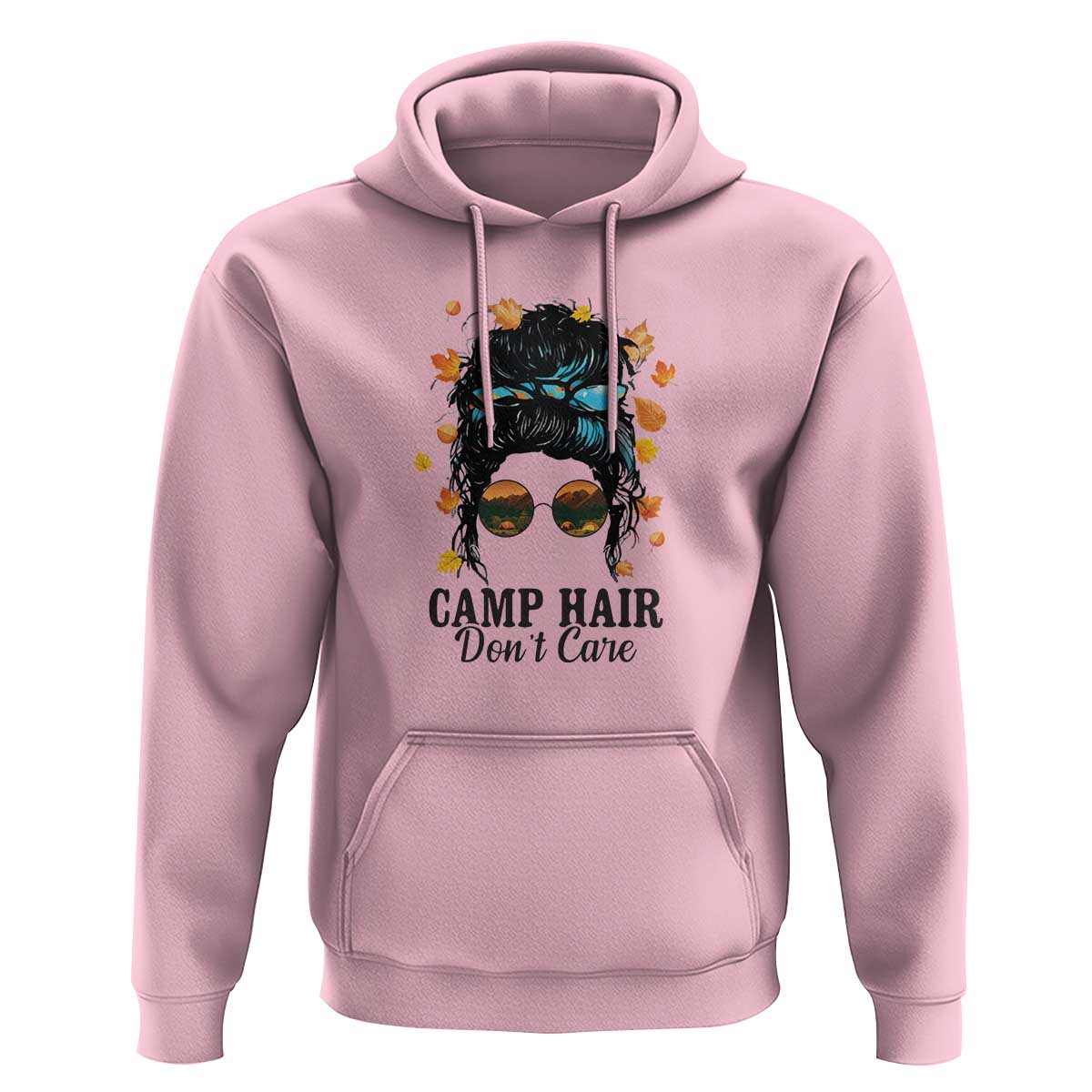 Funny Camping Lover Hoodie Camp Hair Don't Care Messy Bun Camper - Wonder Print Shop