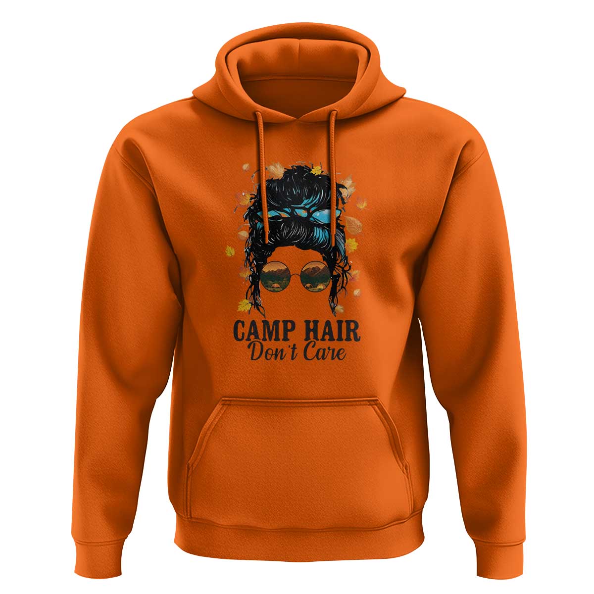 Funny Camping Lover Hoodie Camp Hair Don't Care Messy Bun Camper - Wonder Print Shop