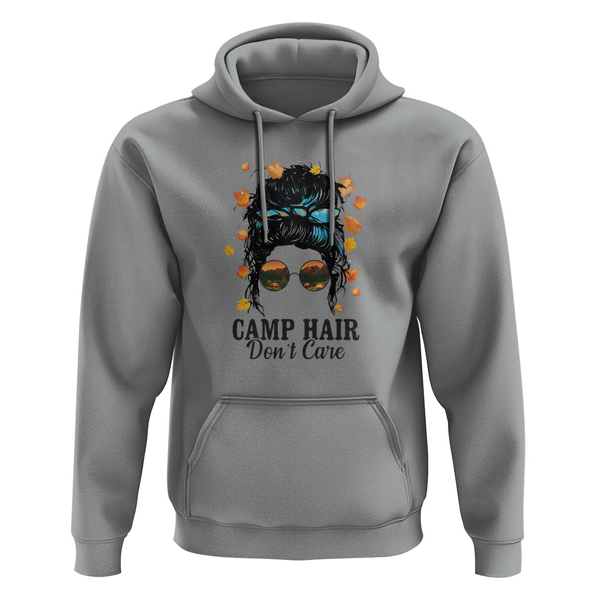 Funny Camping Lover Hoodie Camp Hair Don't Care Messy Bun Camper - Wonder Print Shop
