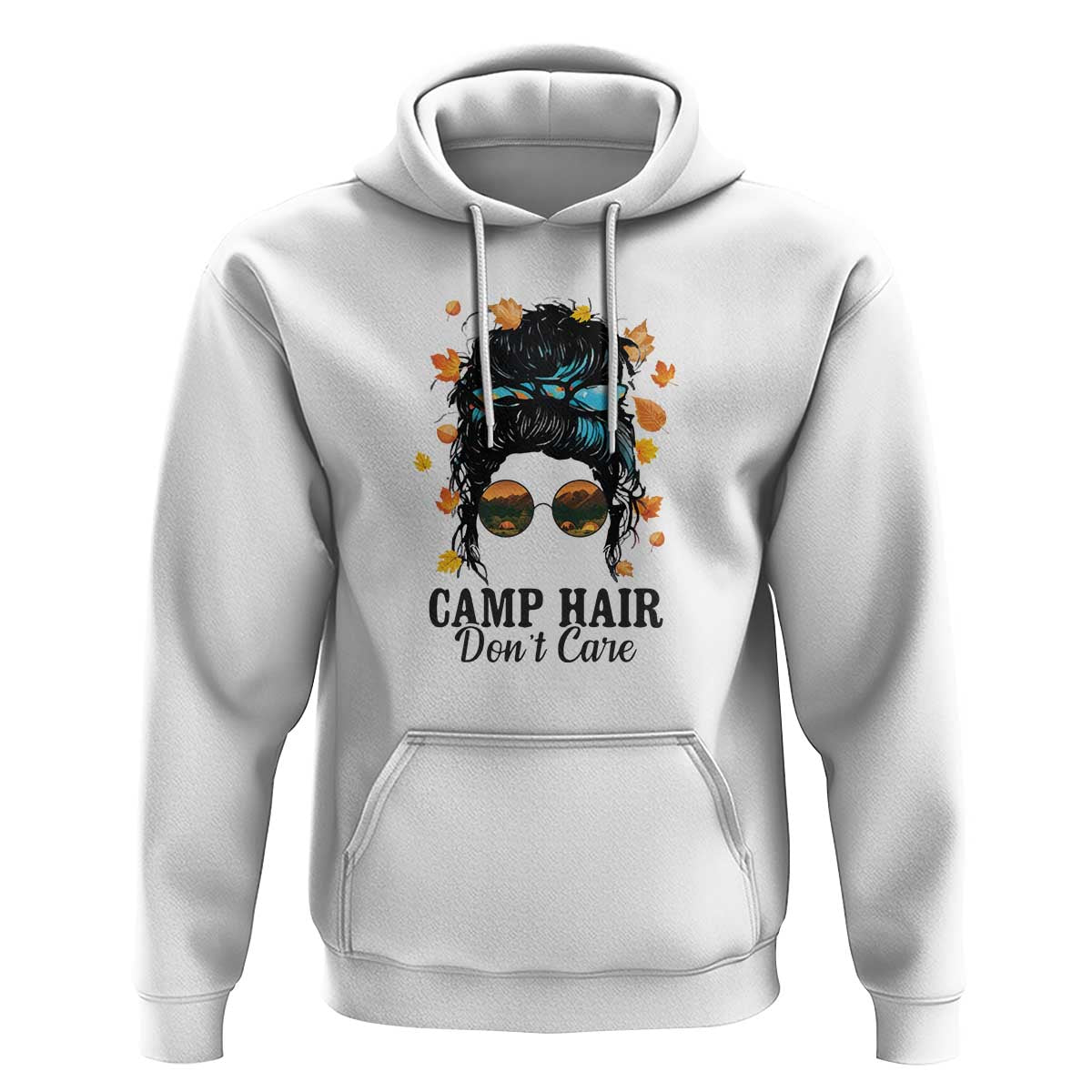 Funny Camping Lover Hoodie Camp Hair Don't Care Messy Bun Camper - Wonder Print Shop