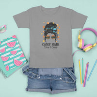Funny Camping Lover T Shirt For Kid Camp Hair Don't Care Messy Bun Camper - Wonder Print Shop