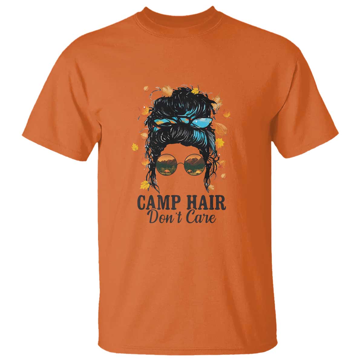 Funny Camping Lover T Shirt Camp Hair Don't Care Messy Bun Camper - Wonder Print Shop