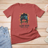 Funny Camping Lover T Shirt For Women Camp Hair Don't Care Messy Bun Camper - Wonder Print Shop