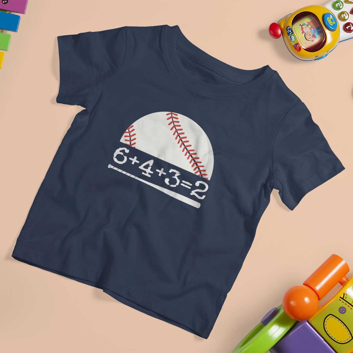 Funny Baseball T Shirt For Kid 6+4+3=2 Double Play Baseball Player - Wonder Print Shop
