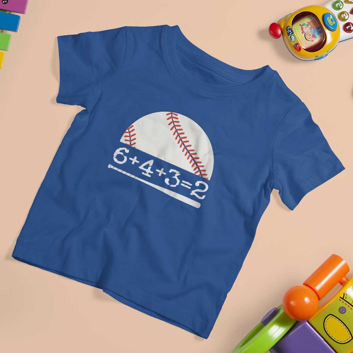 Funny Baseball T Shirt For Kid 6+4+3=2 Double Play Baseball Player - Wonder Print Shop