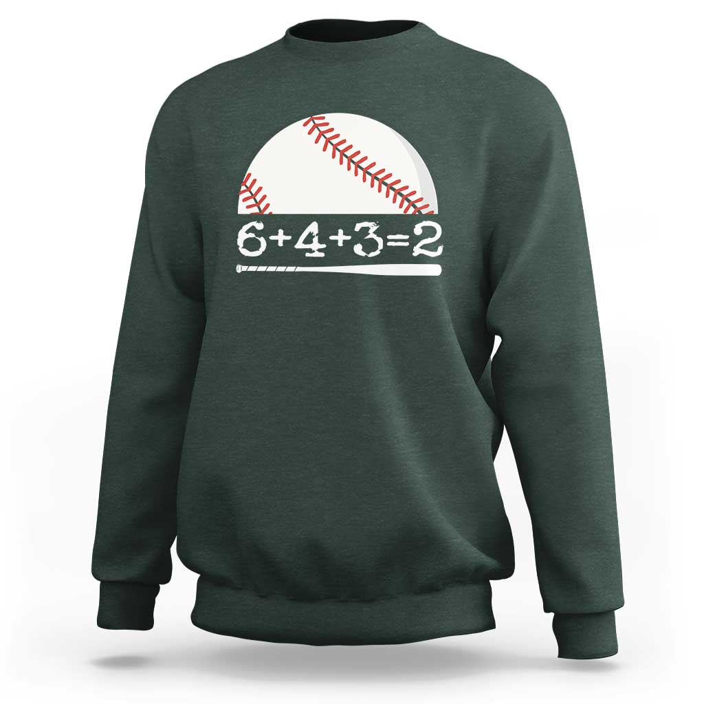Funny Baseball Sweatshirt 6+4+3=2 Double Play Baseball Player - Wonder Print Shop