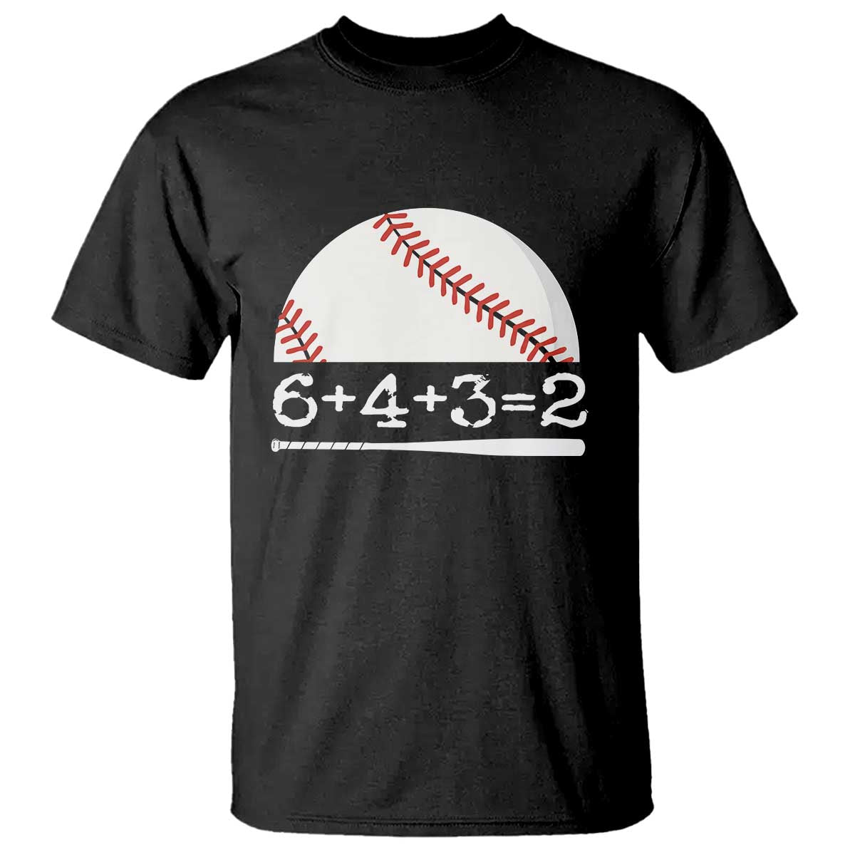 Funny Baseball T Shirt 6+4+3=2 Double Play Baseball Player - Wonder Print Shop