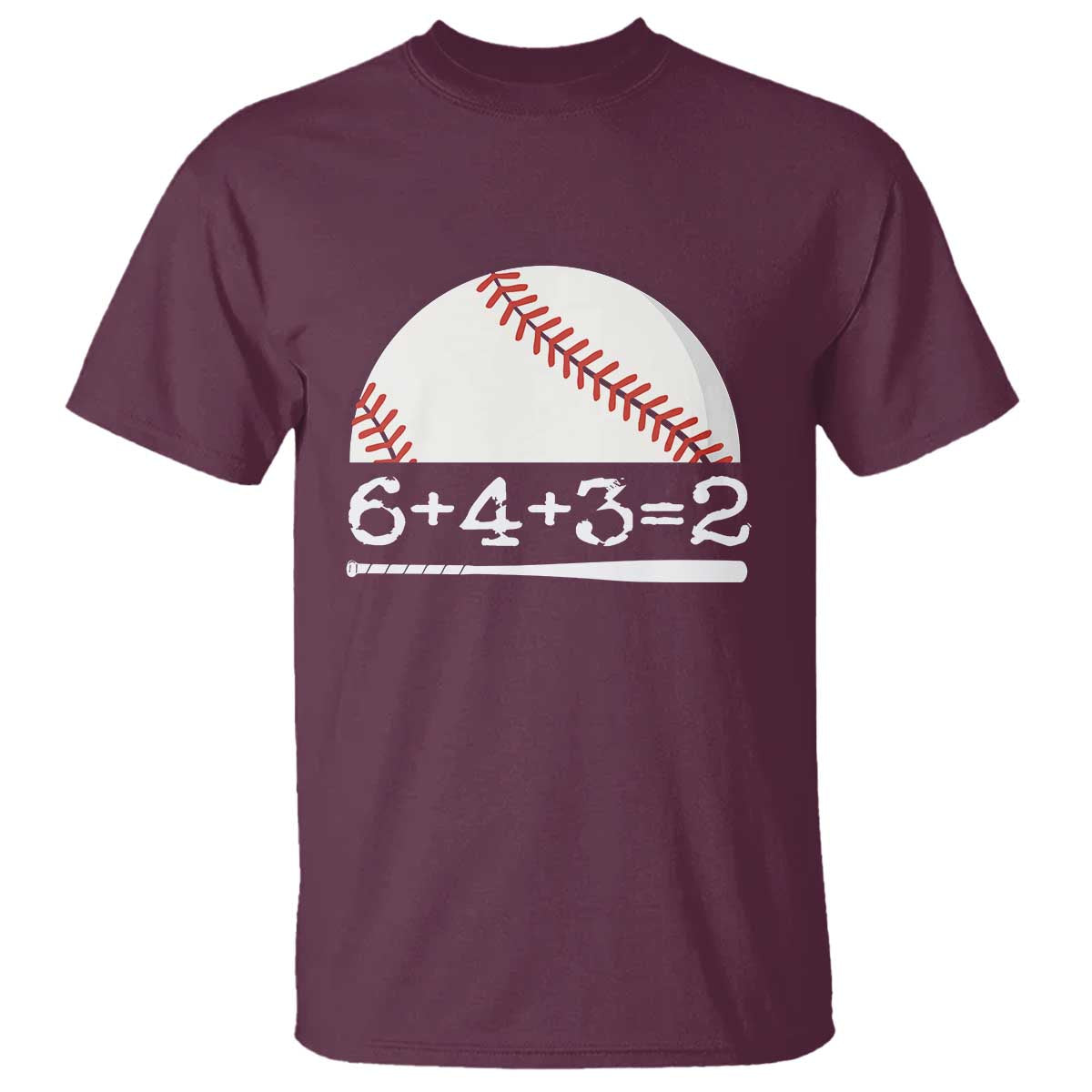 Funny Baseball T Shirt 6+4+3=2 Double Play Baseball Player - Wonder Print Shop