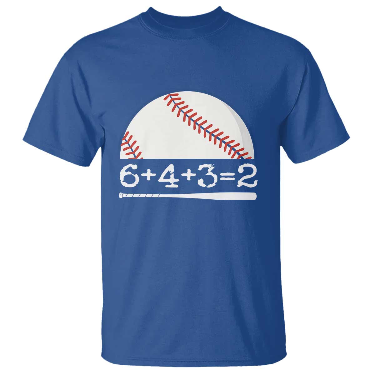 Funny Baseball T Shirt 6+4+3=2 Double Play Baseball Player - Wonder Print Shop