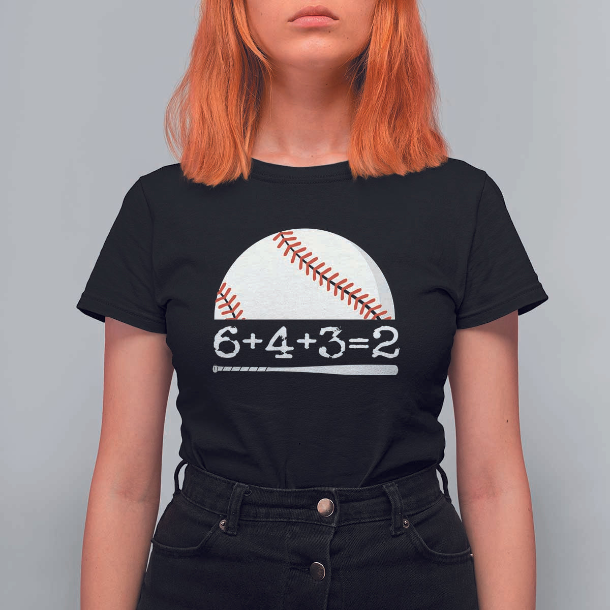 Funny Baseball T Shirt For Women 6+4+3=2 Double Play Baseball Player - Wonder Print Shop