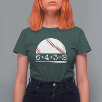 Funny Baseball T Shirt For Women 6+4+3=2 Double Play Baseball Player - Wonder Print Shop