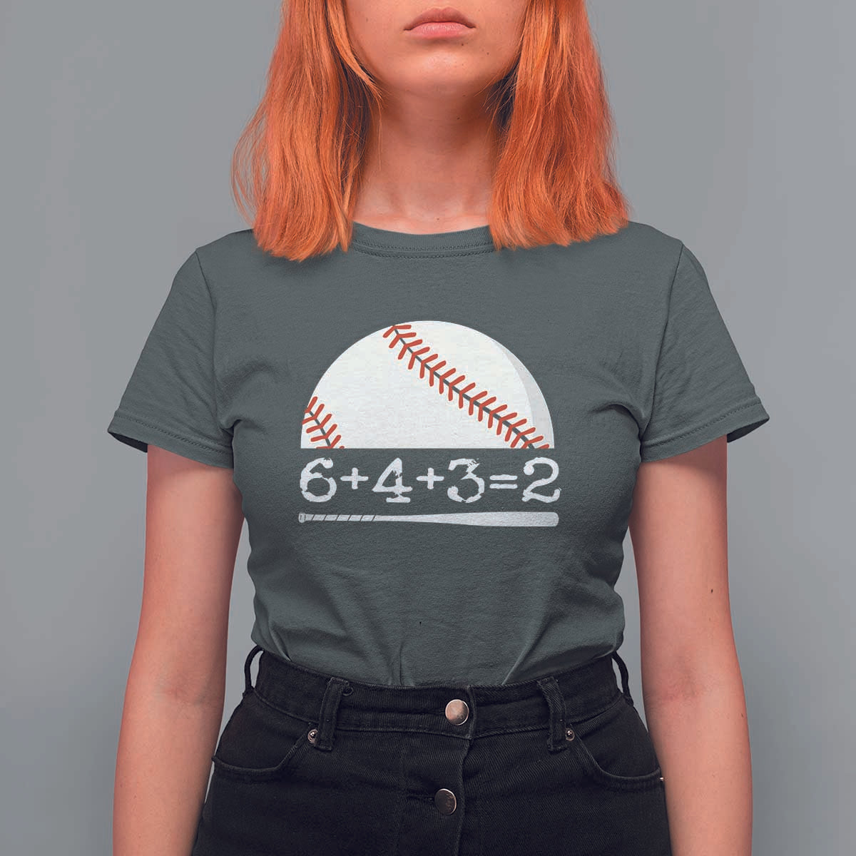 Funny Baseball T Shirt For Women 6+4+3=2 Double Play Baseball Player - Wonder Print Shop