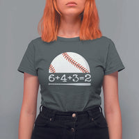 Funny Baseball T Shirt For Women 6+4+3=2 Double Play Baseball Player - Wonder Print Shop