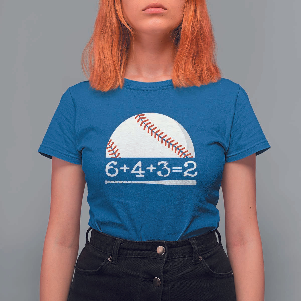 Funny Baseball T Shirt For Women 6+4+3=2 Double Play Baseball Player - Wonder Print Shop