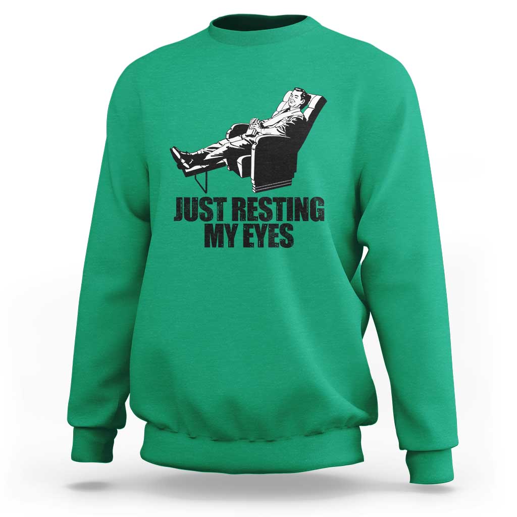 Funny Dad Sweatshirt Just Resting My Eyes Father's Day - Wonder Print Shop