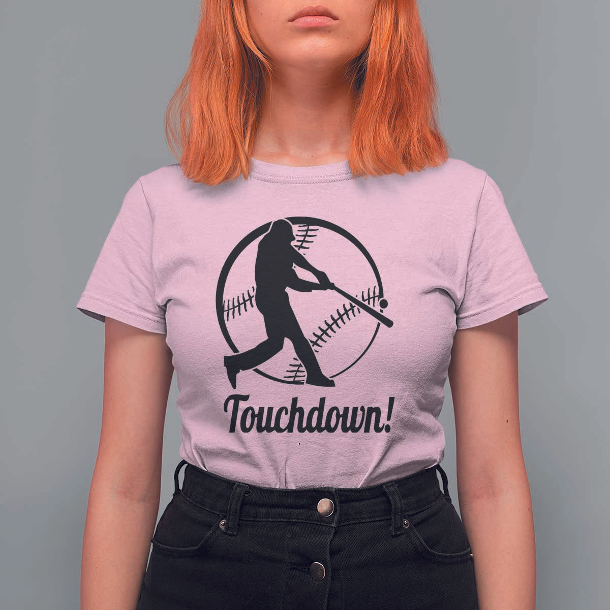 Funny Baseball T Shirt For Women Touchdown Sports Fan Softball Player - Wonder Print Shop