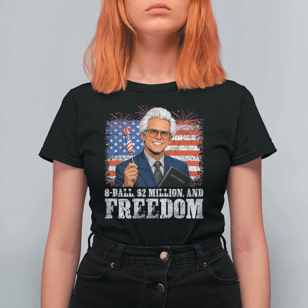 8 Ball 2 Million Dollars And Freedom T Shirt For Women Billy Meme Baby 4th of July
