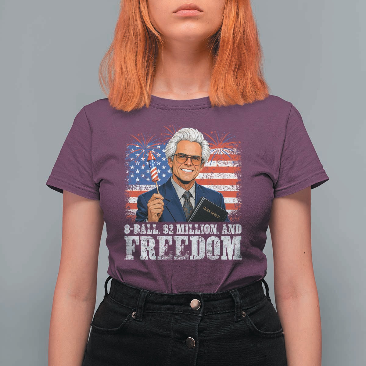8 Ball 2 Million Dollars And Freedom T Shirt For Women Billy Meme Baby 4th of July