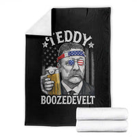 Teddy Boozedevelt Theodore Roosevelt 4th of July Throw Blanket Funny Beer Drinking Vintage American Flag