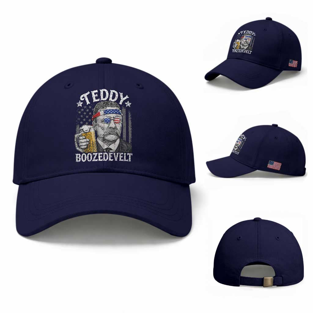 Teddy Boozedevelt Theodore Roosevelt 4th of July Baseball Cap Funny Beer Drinking Vintage American Flag