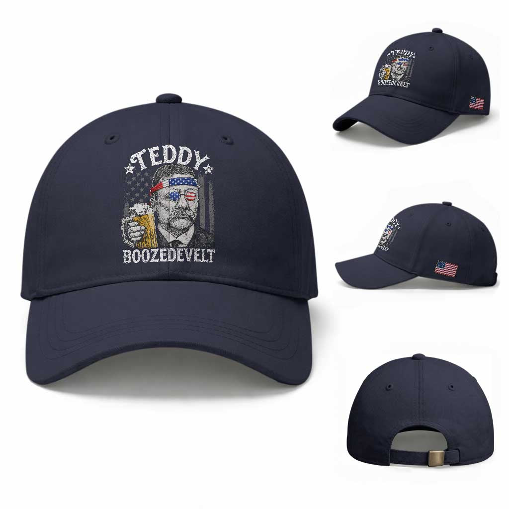 Teddy Boozedevelt Theodore Roosevelt 4th of July Baseball Cap Funny Beer Drinking Vintage American Flag