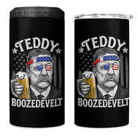 Teddy Boozedevelt Theodore Roosevelt 4th of July 4 in 1 Can Cooler Tumbler Funny Beer Drinking Vintage American Flag