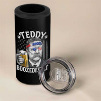 Teddy Boozedevelt Theodore Roosevelt 4th of July 4 in 1 Can Cooler Tumbler Funny Beer Drinking Vintage American Flag