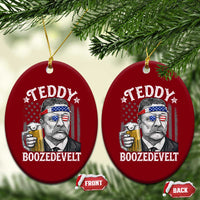 Teddy Boozedevelt Theodore Roosevelt 4th of July Ceramic Ornament Funny Beer Drinking Vintage American Flag