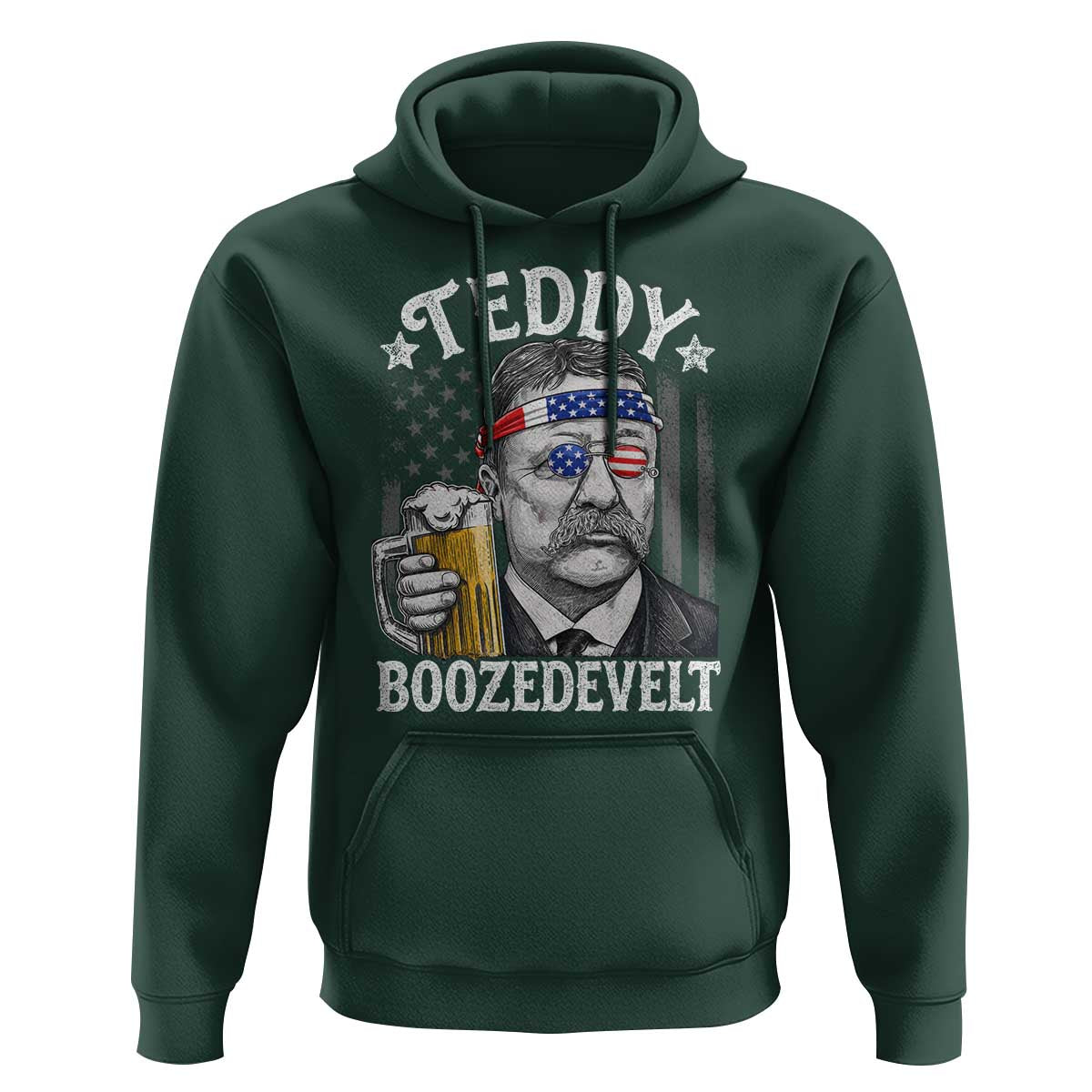 Teddy Boozedevelt Theodore Roosevelt 4th of July Hoodie Funny Beer Drinking Vintage American Flag