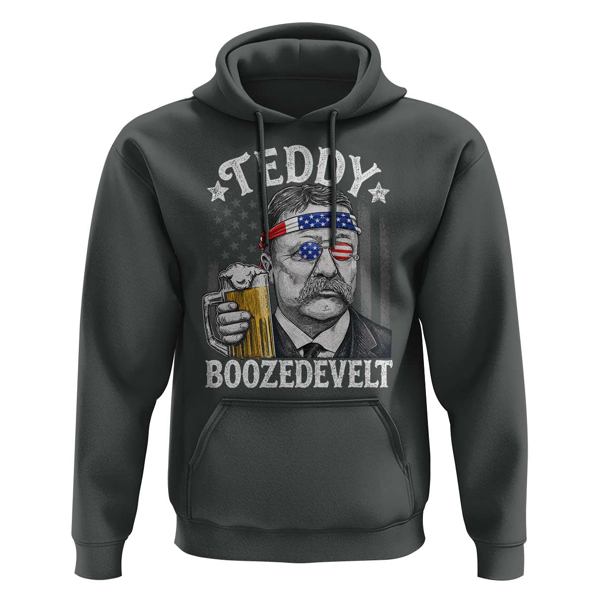 Teddy Boozedevelt Theodore Roosevelt 4th of July Hoodie Funny Beer Drinking Vintage American Flag