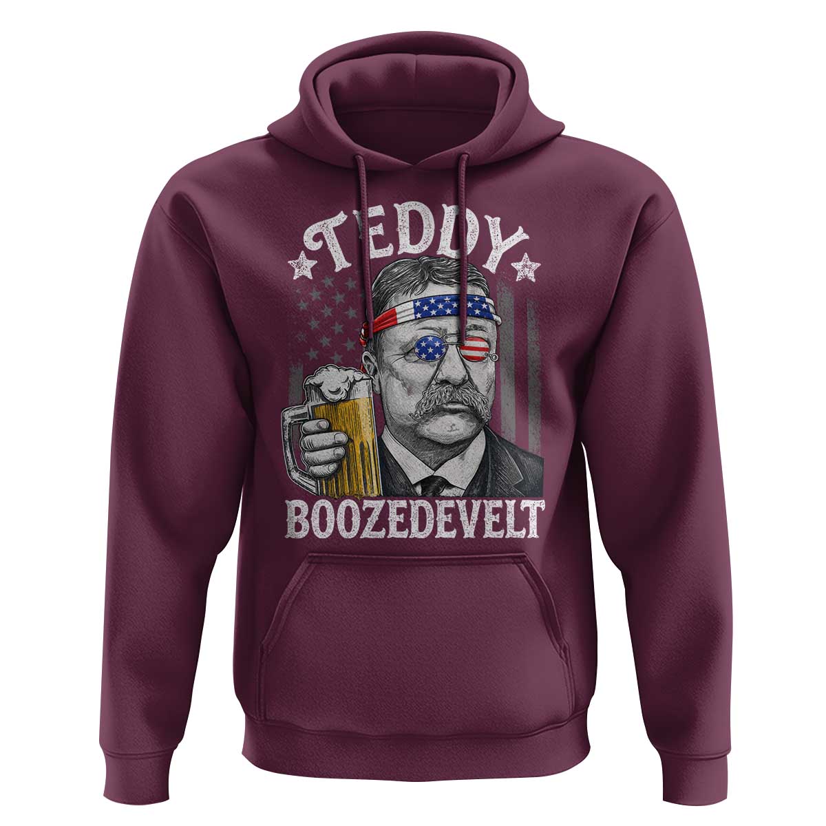 Teddy Boozedevelt Theodore Roosevelt 4th of July Hoodie Funny Beer Drinking Vintage American Flag
