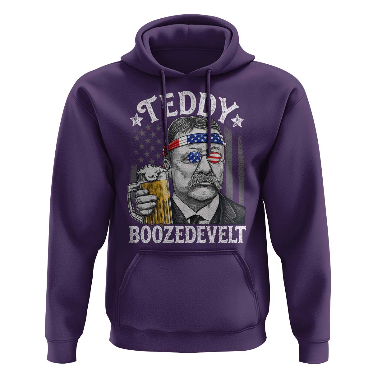 Teddy Boozedevelt Theodore Roosevelt 4th of July Hoodie Funny Beer Drinking Vintage American Flag
