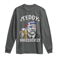 Teddy Boozedevelt Theodore Roosevelt 4th of July Long Sleeve Shirt Funny Beer Drinking Vintage American Flag