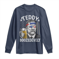 Teddy Boozedevelt Theodore Roosevelt 4th of July Long Sleeve Shirt Funny Beer Drinking Vintage American Flag