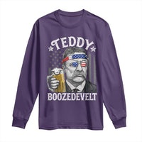 Teddy Boozedevelt Theodore Roosevelt 4th of July Long Sleeve Shirt Funny Beer Drinking Vintage American Flag