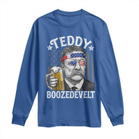 Teddy Boozedevelt Theodore Roosevelt 4th of July Long Sleeve Shirt Funny Beer Drinking Vintage American Flag