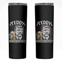 Teddy Boozedevelt Theodore Roosevelt 4th of July Skinny Tumbler Funny Beer Drinking Vintage American Flag
