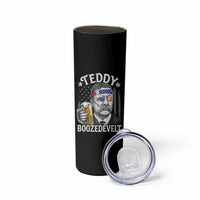 Teddy Boozedevelt Theodore Roosevelt 4th of July Skinny Tumbler Funny Beer Drinking Vintage American Flag